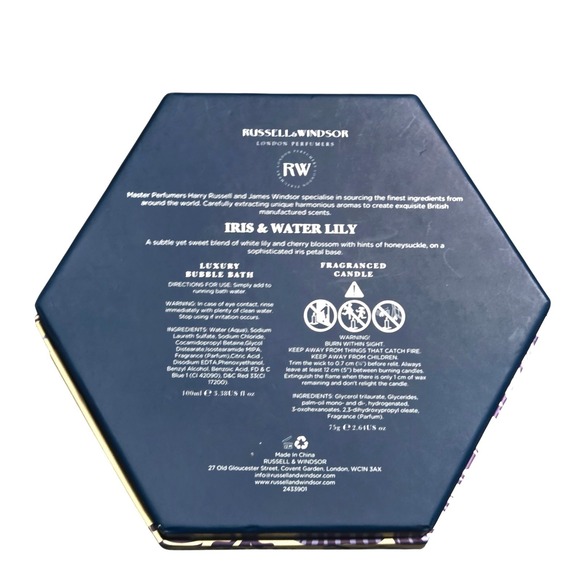 Russell And Windsor Iris And Waterlily Duo Gift Set‎ Candle Bubble Bath Relaxing - Picture 3 of 3